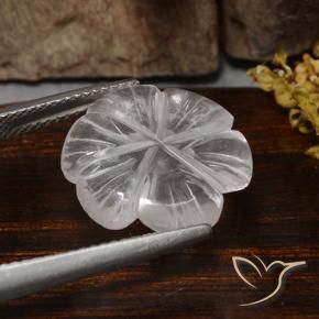Quartz rose Blanc naturelle Taille Fleur, 6.26 ct, Transparent