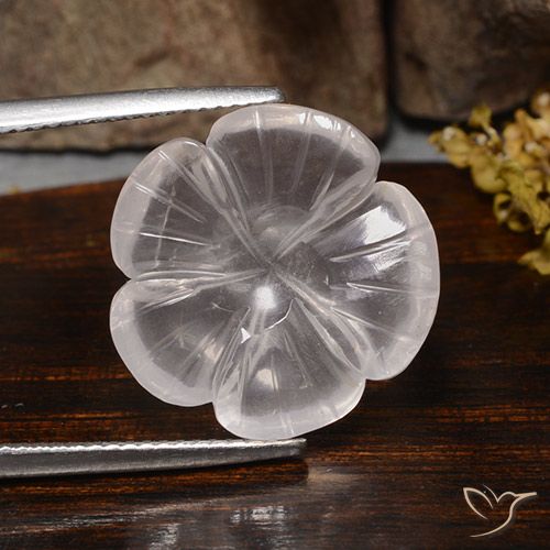 11.24ct Naturel Blanc Quartz Rose, Taille Fleur, Transparent