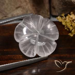 Quartz rose Blanc naturelle Taille Fleur, 11.24 ct, Transparent