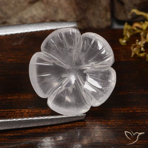 6.31ct Naturel Blanc Quartz Rose, Taille Fleur, Transparent