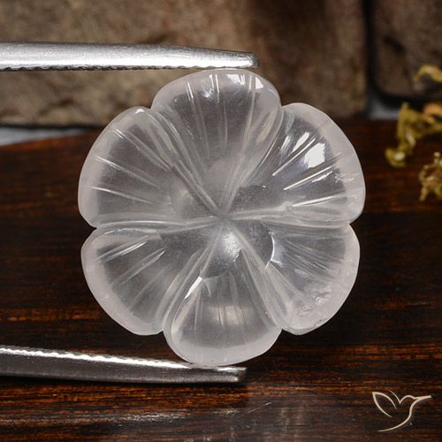 10.15ct Naturel Blanc Quartz Rose, Taille Fleur, Transparent