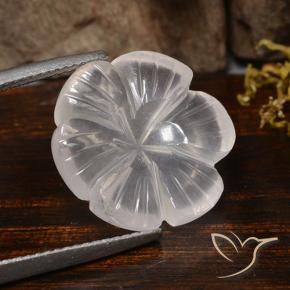 Quartz rose Blanc naturelle Taille Fleur, 10.15 ct, Transparent