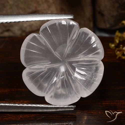 10.45ct Naturel Blanc Quartz Rose, Taille Fleur, Transparent