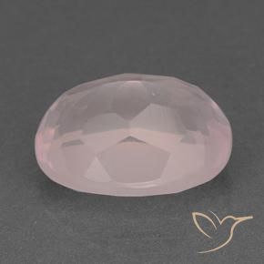 Quartz rose Rose corail naturelle ovale, 10.79 ct, Transparent
