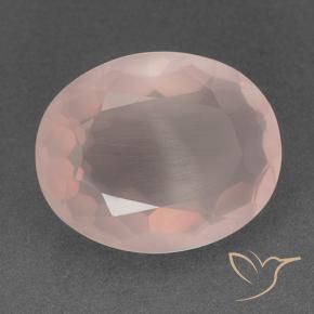 Quartz rose Rose corail léger naturelle ovale, 18.51 ct, Transparent