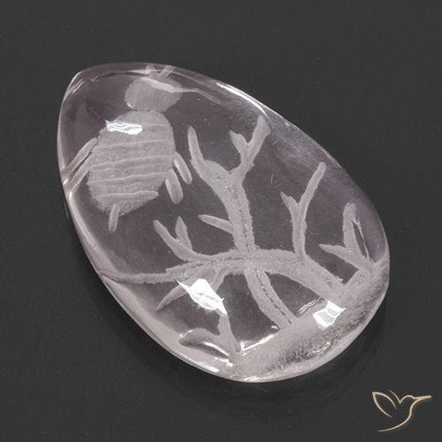 9.26ct Naturel Incolore Quartz Rose, En forme de poire, Transparent