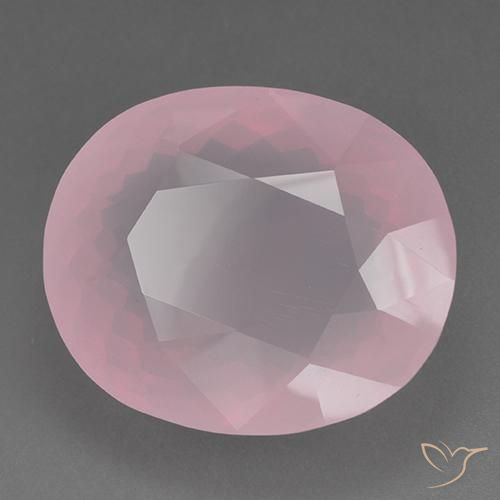 Quartz rose Rose rosé moyen naturelle ovale, 89.42 ct, Transparent