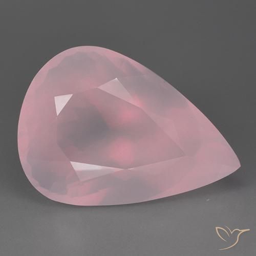 76.69ct Naturel Rose rosé moyen Quartz Rose, En forme de poire, Transparent