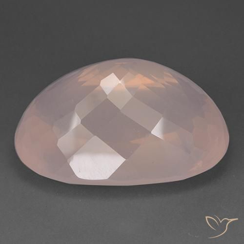 Quartz rose Rose chair naturelle ovale, 95.79 ct, Transparent