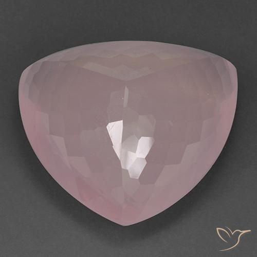 Quartz rose Rose corail léger naturelle Trillion, 104.33 ct, Transparent