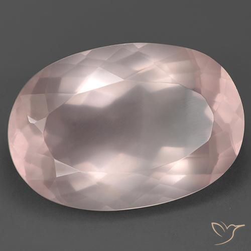 Quartz rose Rose corail léger naturelle ovale, 108.15 ct, Transparent