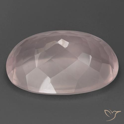 Quartz rose Rose corail léger naturelle ovale, 108.15 ct, Transparent