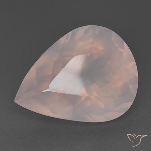 Quartz rose Rose corail léger naturelle En forme de poire, 28.03 ct, Transparent