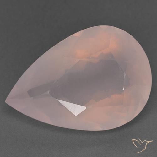 31.40ct Naturel Rose corail léger Quartz Rose, En forme de poire, Transparent