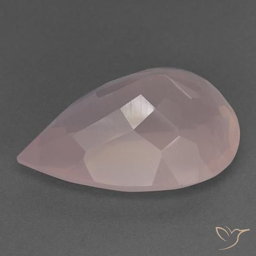 Quartz rose Rose corail léger naturelle En forme de poire, 31.40 ct, Transparent