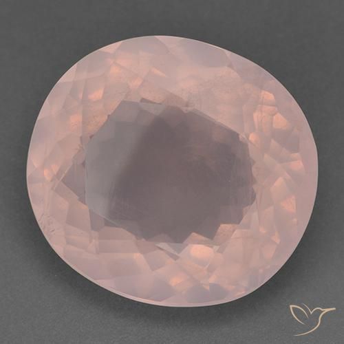 Quartz rose Rose corail léger naturelle ovale, 44.89 ct, Transparent