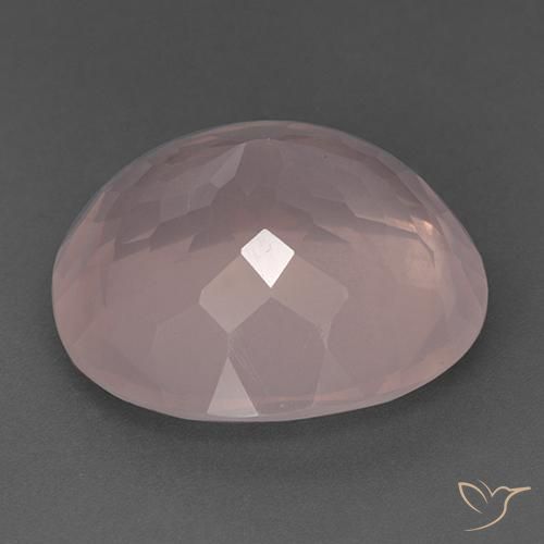 Quartz rose Rose corail léger naturelle ovale, 44.89 ct, Transparent