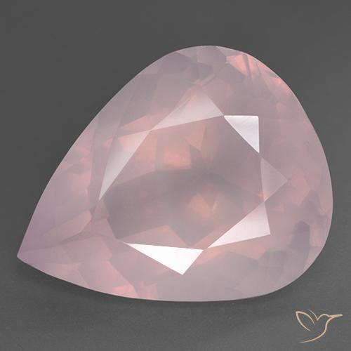35.81ct Naturel Rose léger Quartz Rose, En forme de poire, Transparent