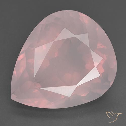 Quartz Rose Rose corail naturelle En forme de poire, 36.50 ct, Transparent