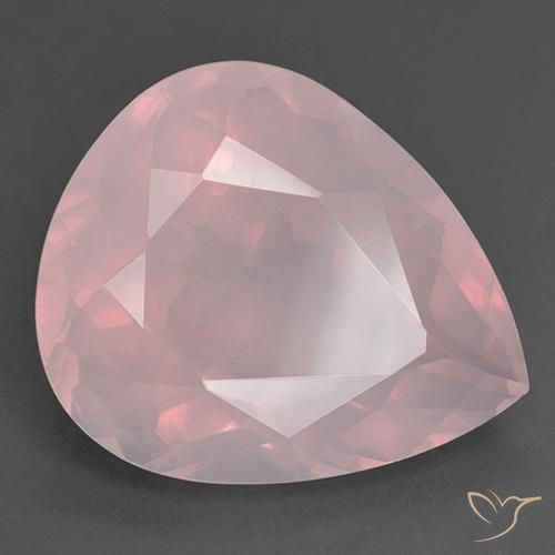 Quartz Rose Rose corail naturelle En forme de poire, 36.50 ct, Transparent