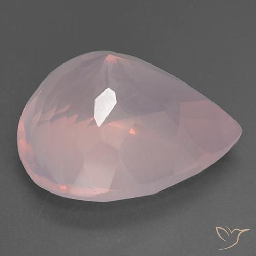 Quartz Rose Rose corail naturelle En forme de poire, 36.50 ct, Transparent