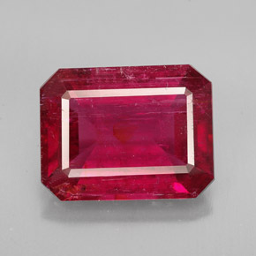 Tourmaline rubellite rouge naturelle taille émeraude, 6,13 ct, SI