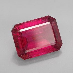 Tourmaline rubellite rouge naturelle taille émeraude, 6,13 ct, SI