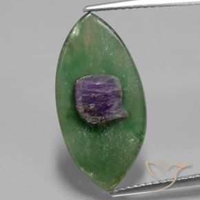 3.99ct Naturel Multicolore Rubis en fuchsite, Marquise, Translucide