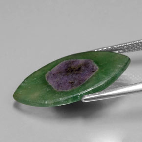 Rubis dans fuchsite bicolore naturelle marquise, 5,48 ct, translucide