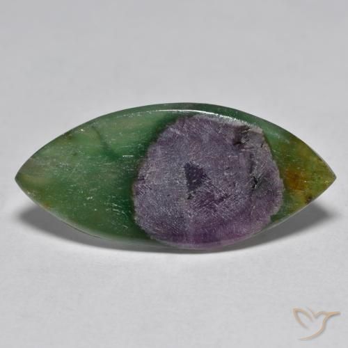 10.67ct Naturel Multicolore Rubis en Fuchsite, Marquise, Translucide