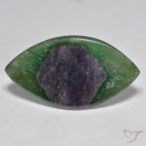 12.02ct Naturel Multicolore Rubis en Fuchsite, Marquise, Translucide