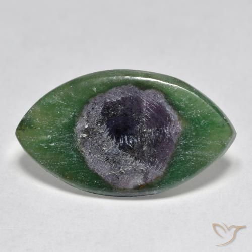 8.48ct Naturel Multicolore Rubis en fuchsite, Marquise, Translucide