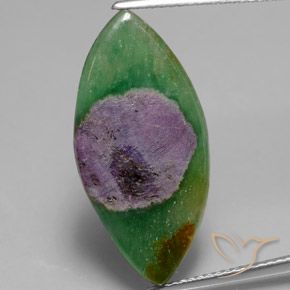 7.82ct Naturel Multicolore Rubis en fuchsite, Marquise, Translucide