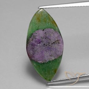 5.03ct Naturel Multicolore Rubis en fuchsite, Marquise, Translucide