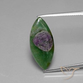 5.08ct Naturel Multicolore Rubis en fuchsite, Marquise, Translucide