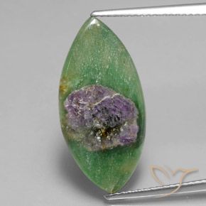 5.75ct Naturel Multicolore Rubis en fuchsite, Marquise, Translucide