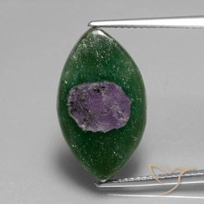 10.32ct Naturel Multicolore Rubis en fuchsite, Marquise, Translucide