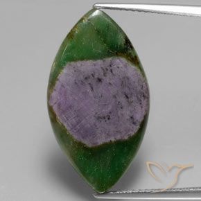11.36ct Naturel Multicolore Rubis en fuchsite, Marquise, Translucide