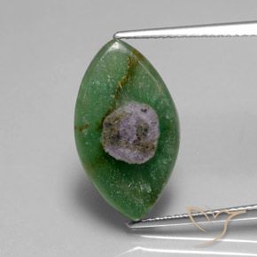 5.08ct Naturel Multicolore Rubis en fuchsite, Marquise, Translucide