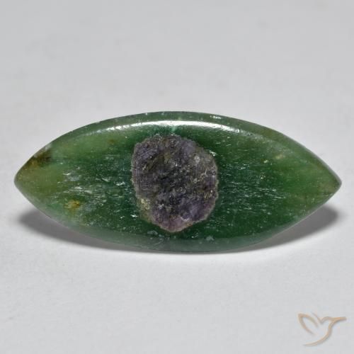 5.84ct Naturel Multicolore Rubis en fuchsite, Marquise, Translucide, Photo A