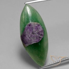 7.10ct Naturel Multicolore Rubis en Fuchsite, Marquise, Translucide