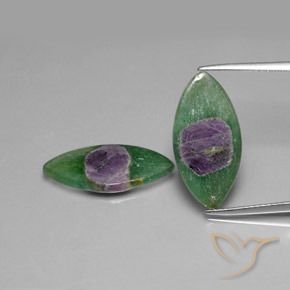 8.70ctw Naturel Multicolore Rubis en fuchsite, Marquise, Translucide