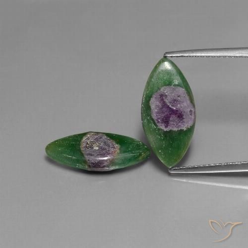 7.34ctw Naturel Multicolore Rubis en Fuchsite, Marquise, Translucide