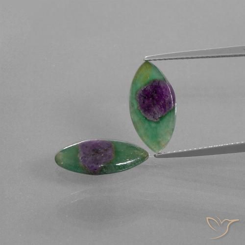 6.45ctw Naturel Multicolore Rubis en fuchsite, Marquise, Translucide
