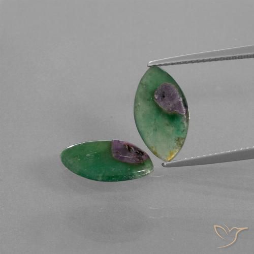 4.74ctw Naturel Multicolore Rubis en fuchsite, Marquise, Translucide