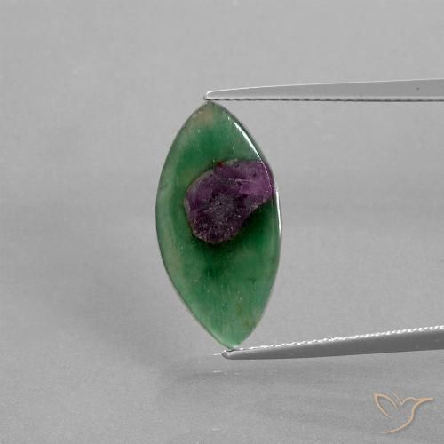 4.95ct Naturel Multicolore Rubis en fuchsite, Marquise, Translucide
