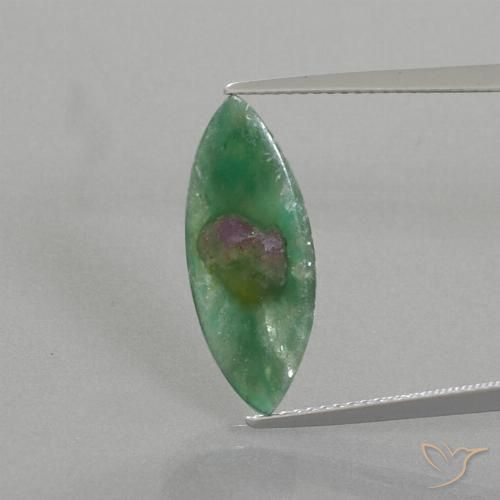 3.31ct Naturel Multicolore Rubis en fuchsite, Marquise, Translucide