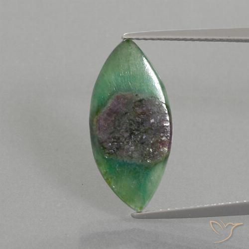 4.95ct Naturel Multicolore Rubis en fuchsite, Marquise, Translucide