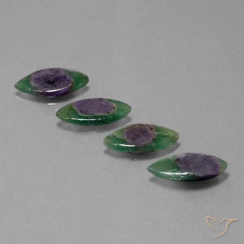 8.35ctw Naturel Multicolore Rubis en fuchsite, Marquise, Translucide