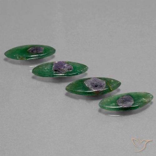 10.77ctw Naturel Multicolore Rubis en fuchsite, Marquise, Translucide